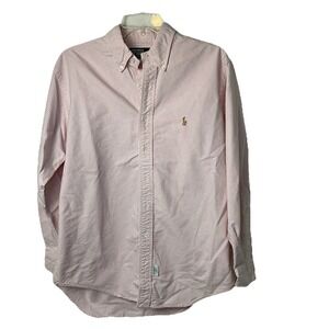 Polo Ralph Lauren Shirt Men 16 1/2 34 Pink Strip Button Down Preppy Long Sleeve*